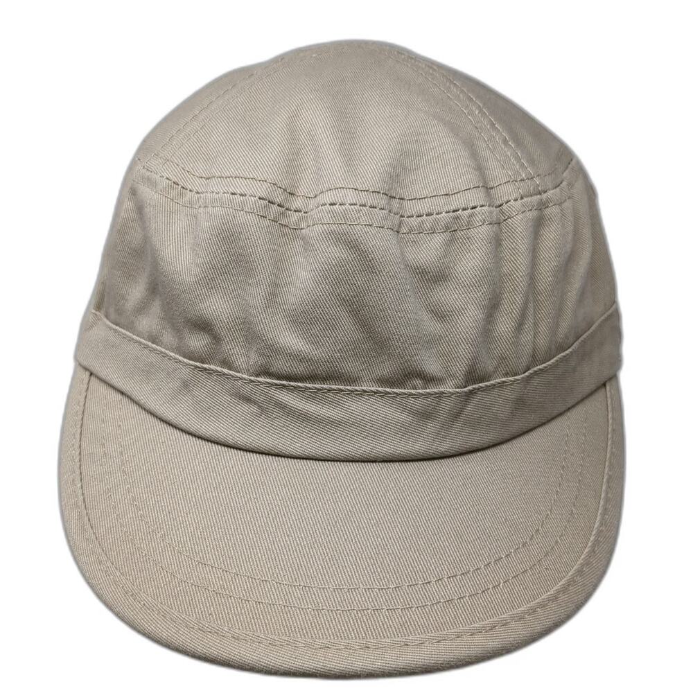 Army Cap Beige One Size Cotton Adjustable Strapback Solid Plain Military Hat